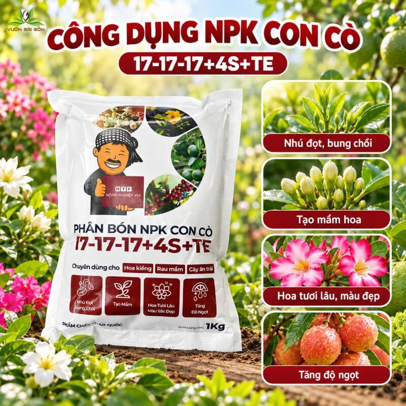 Phân Bón NPK Con Cò 17-17-17 Loại 1kg 3