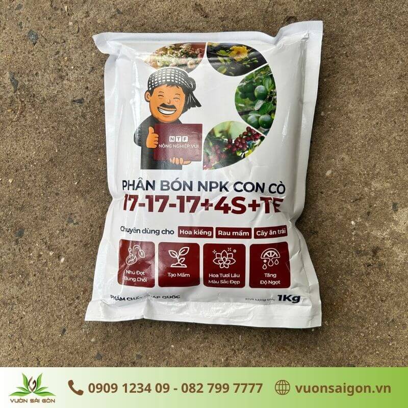 Phân Bón NPK Con Cò 17-17-17 Loại 1kg 2