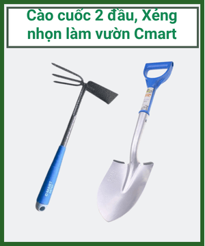 Dụng cụ làm vườn cào cuốc 2 đầu, xẻng nhỏ cầm tay C-Mart