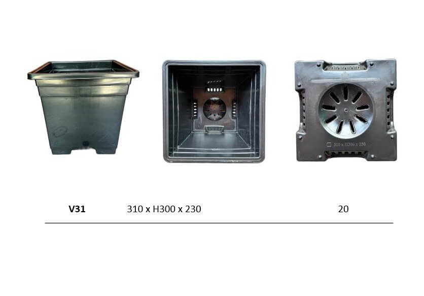 Chậu nhựa cứng vuông đen ( Chậu V31) – Chậu nhựa trồng cây 3