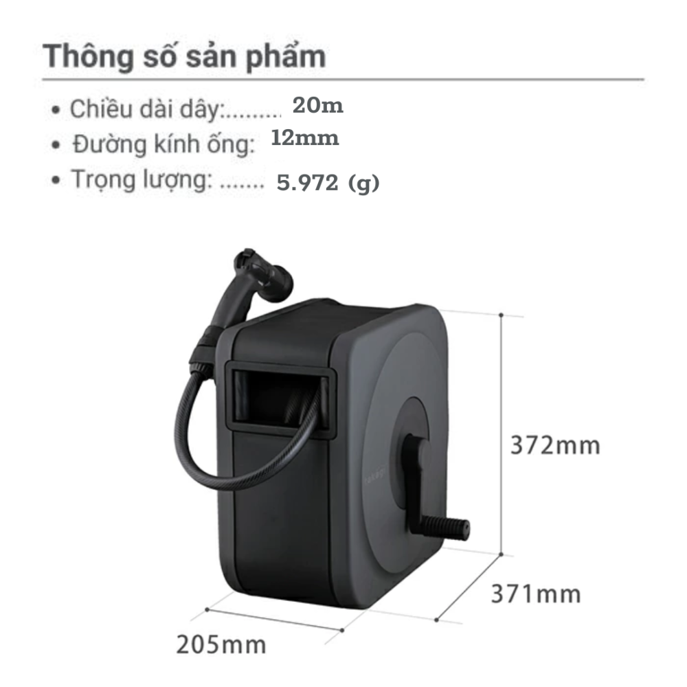 Bộ vòi thu rút tưới vườn BOXY NEXT 20m 2