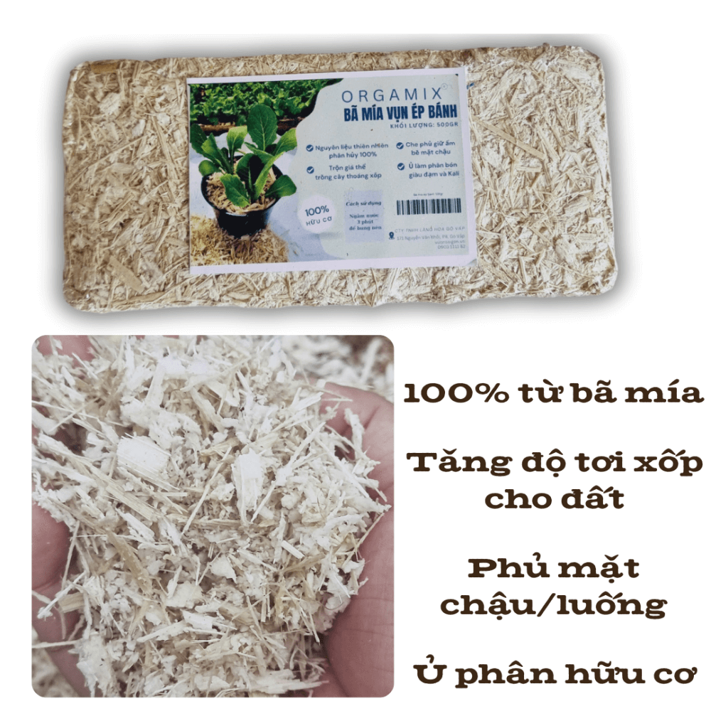 Bã Mía Vụn Ép Bánh Orgamix – Giá Thể Hữu Cơ Từ Bã Mía 100% Tự Nhiên 2