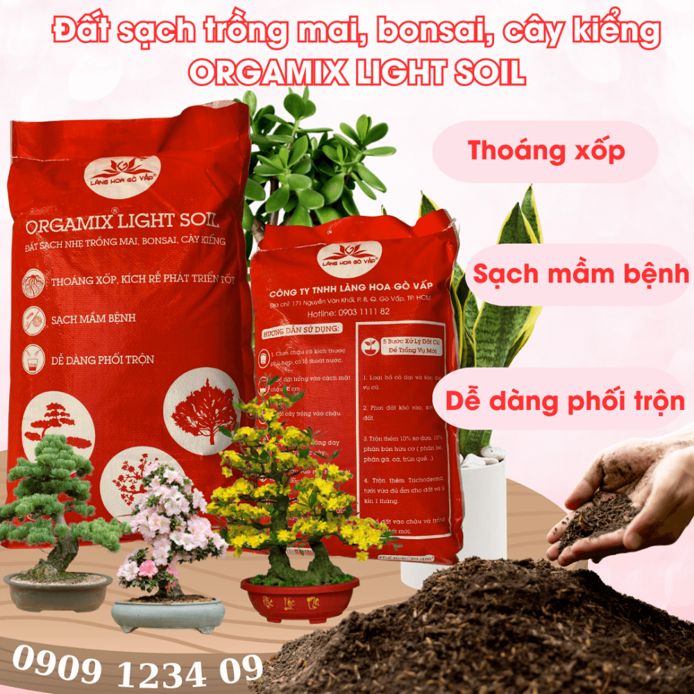 Đất sạch trồng Mai, Bonsai, cây kiểng ORGAMIX LIGHT SOIL 3