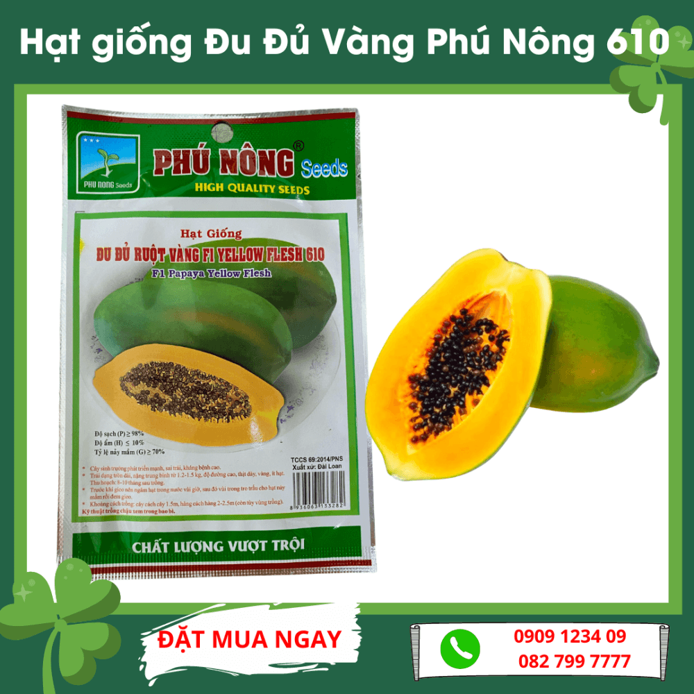 Hạt giống đu đủ ruột vàng Phú Nông 610 2
