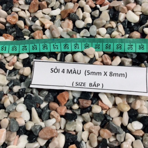 Sỏi 4 màu mini trang trí sân vườn, tiểu cảnh, hồ cá 2
