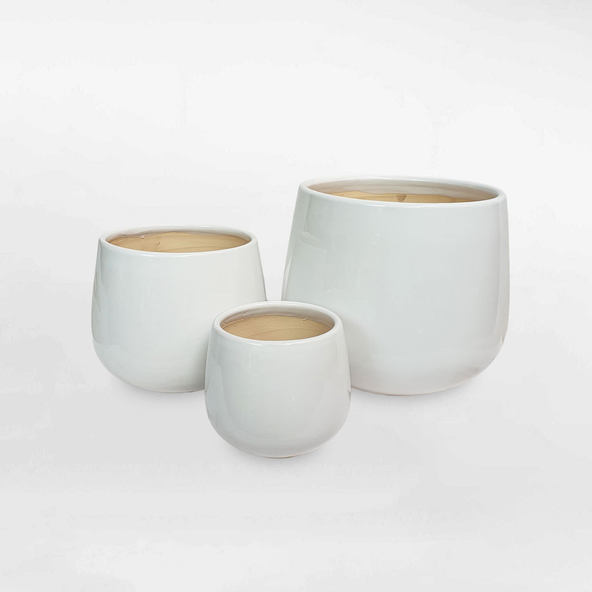 Chậu gốm sứ hình trụ trứng màu trắng GOSU054