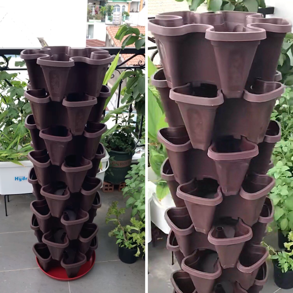 Chậu Bông Mai – Chậu tháp trồng rau 5 cánh 3