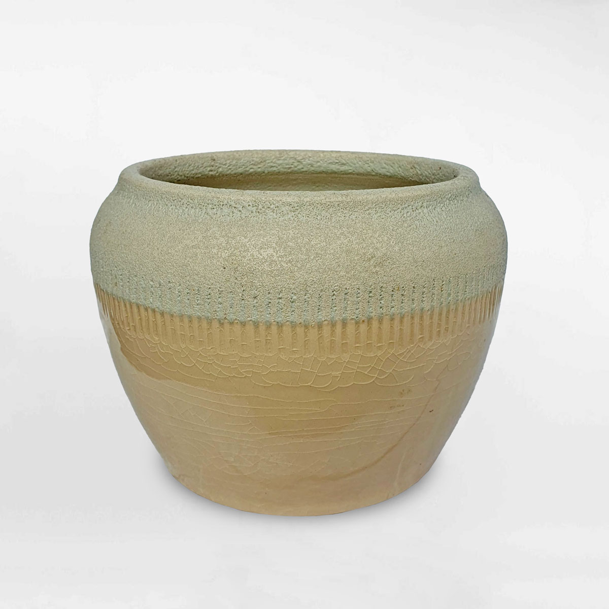 Chậu gốm hình lu men rạn 16x14cm GOSU036