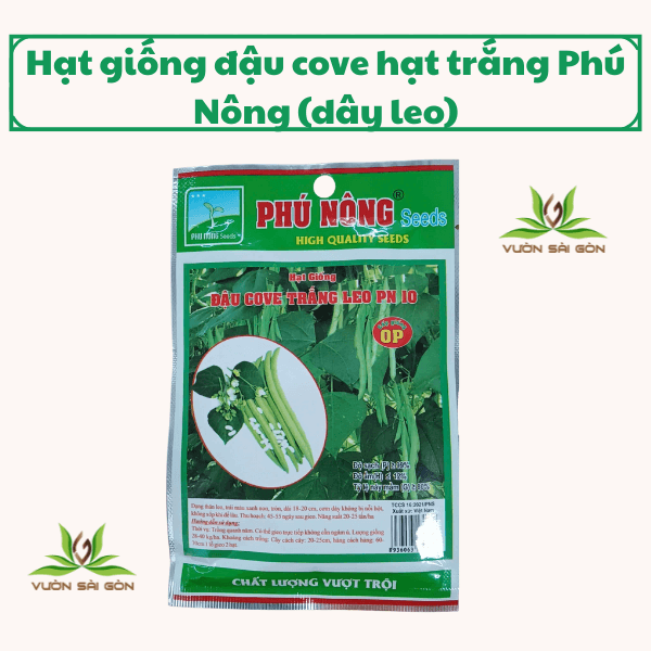 Hạt giống đậu cove hạt trắng Phú Nông (dây leo) 2