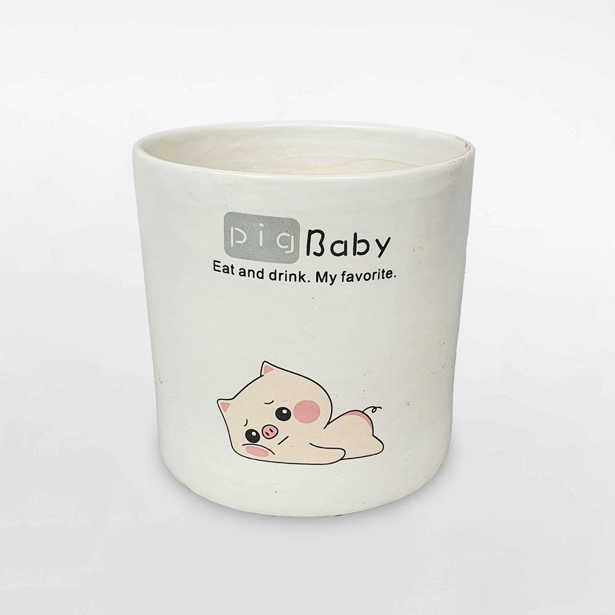 Chậu gốm sứ trụ tròn nhỏ in hình cute 10x11cm GOSU025
