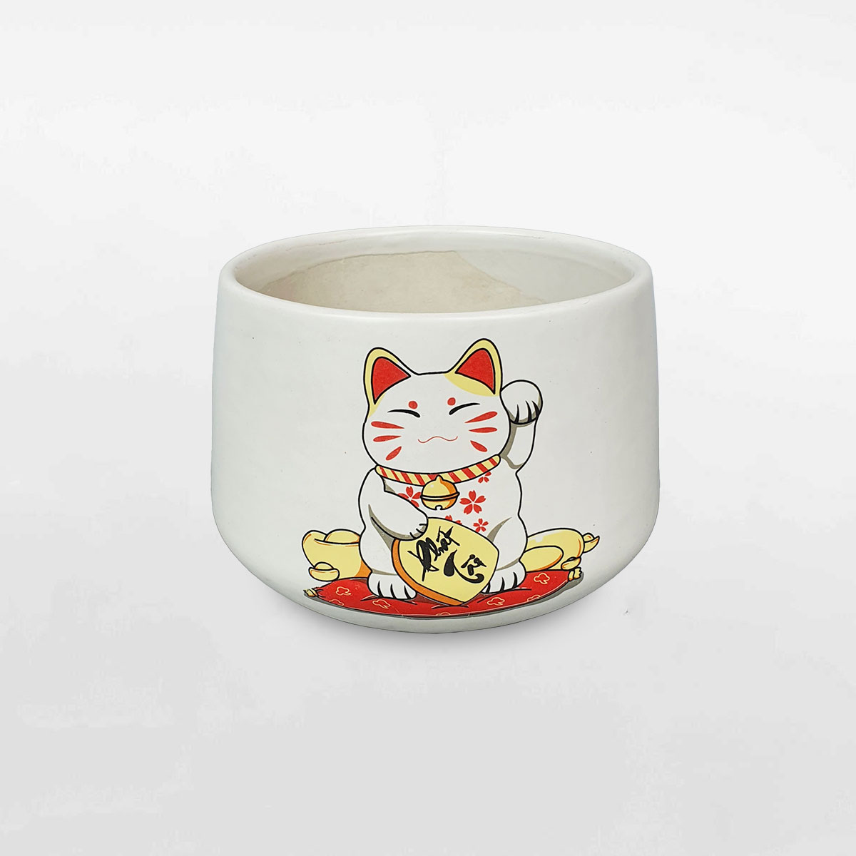Chậu gốm sứ nhỏ hình mèo chiêu tài 12x9cm GOSU019