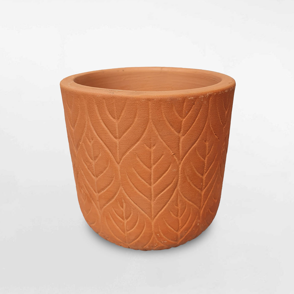 Chậu đất nung vân chiếc lá màu mộc 12x11cm DANU091