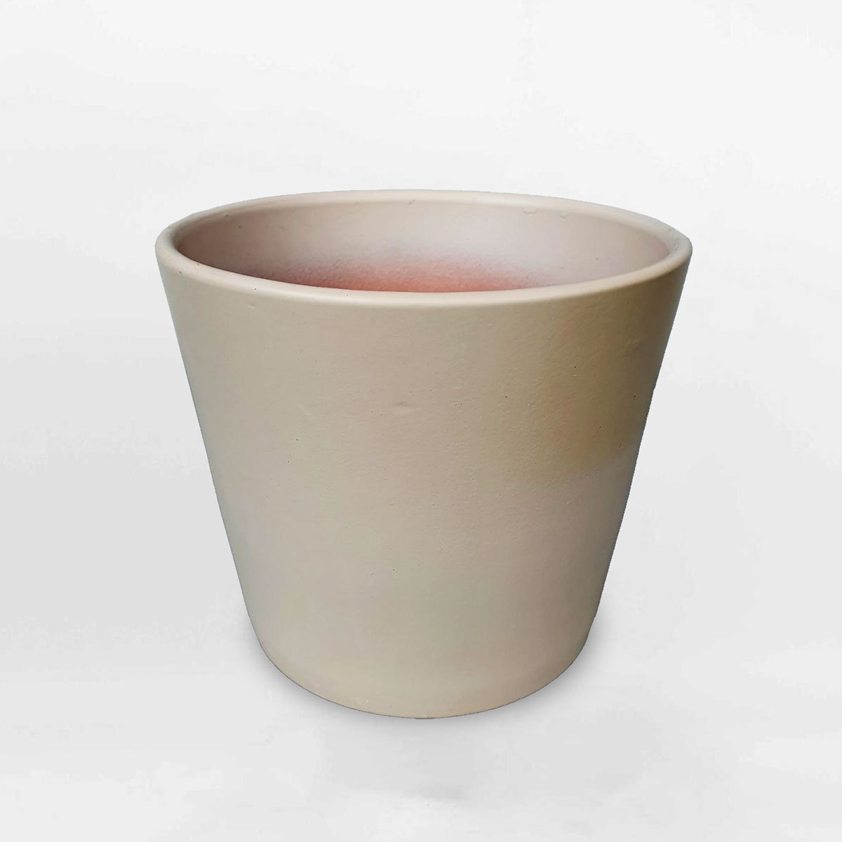 Chậu đất nung vát đáy sơn màu kem 15x13cm DANU089