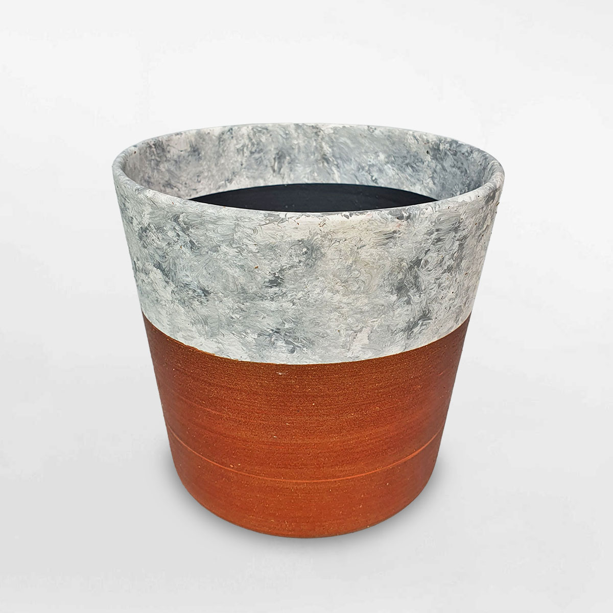 Chậu đất nung vát đáy sơn màu đồng 12x11cm DANU079