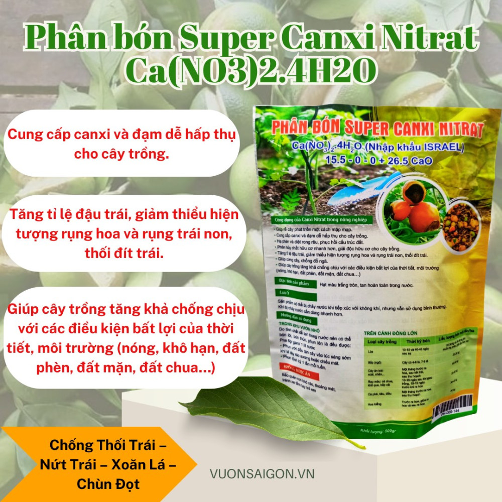Phân bón Super Canxi Nitrat 500gr – Ca(NO3)2.4H2O (Nhập khẩu Haifa – Israel) 3
