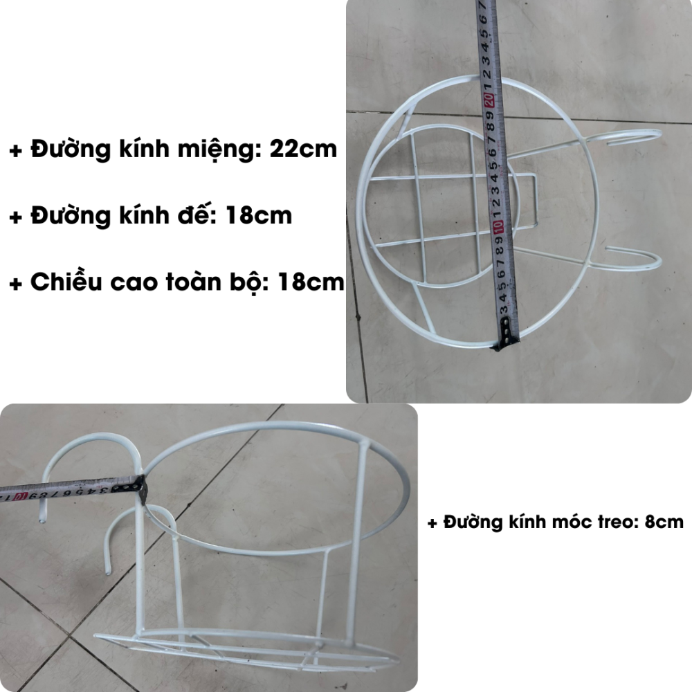 Khung sắt tròn treo chậu lan can 22×12 2