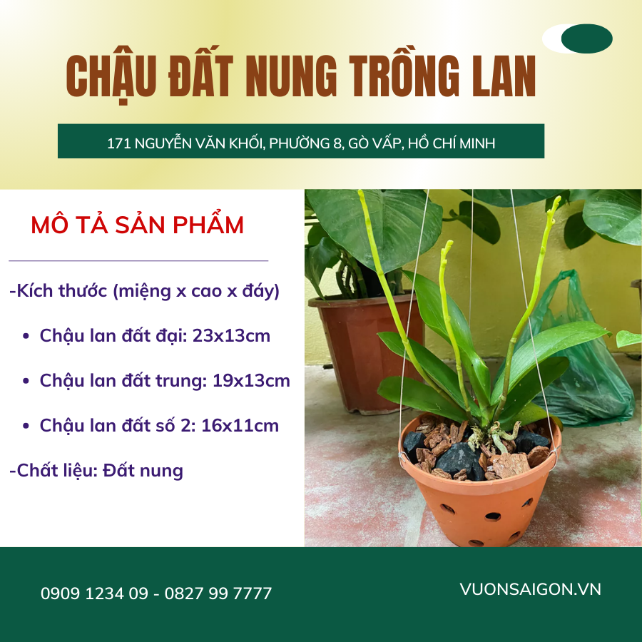 Chậu đất nung trồng lan 2