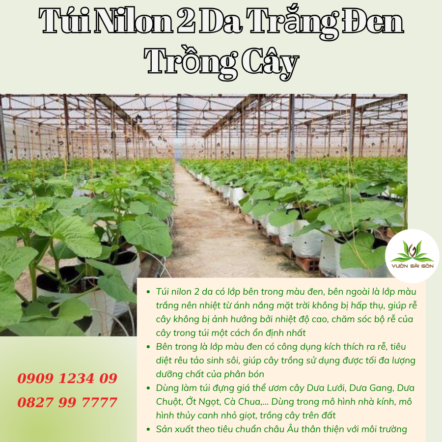 Túi Nilon 2 Da Trắng Đen trồng dưa gọn nhẹ, giá rẻ 3