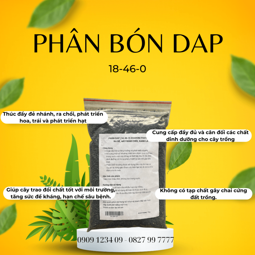 Phân bón Dap 18-46 Vinacam gói 1kg Thích Hợp Với Mọi Loại Cây Trồng 3