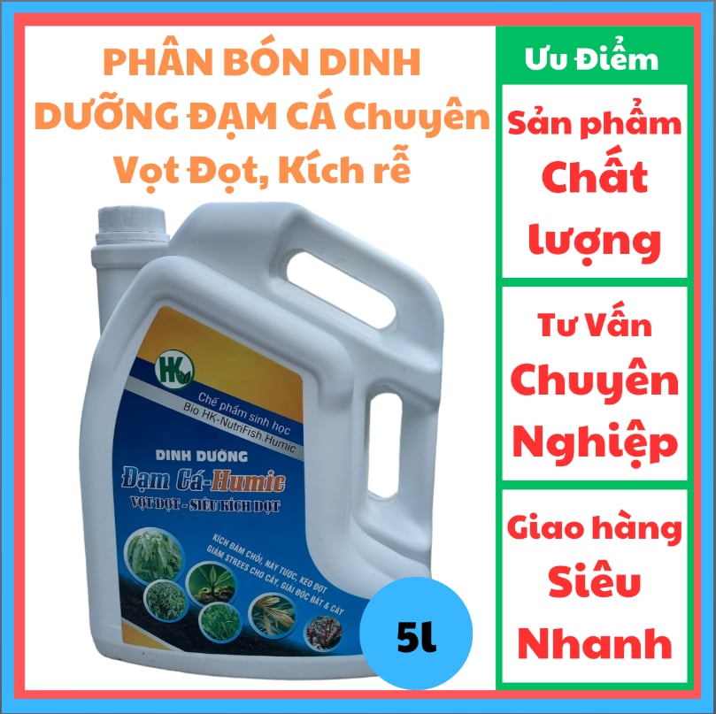PHÂN BÓN/DINH DƯỠNG VI TẠO - ĐẠM CÁ - HUMIC CAN 5L/CHẾ PHẨM VI SINH/ Chuyên Vọt Đọt, Kích rễ (SIÊU TIẾT KIỆM)