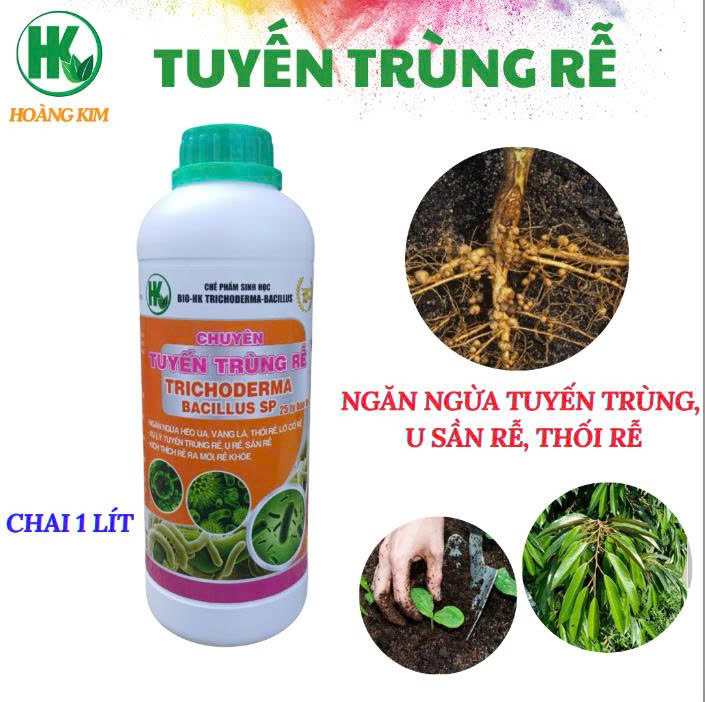 TUYẾN TRÙNG RỄ DẠNG NƯỚC VỚI 25 TỶ BÀO TỬ TRICHODERMA BACILLUS/ XỬ LÝ TUYẾN TRÙNG, PHỤC HỒI THỐI RỄ CHAI 1 LÍT