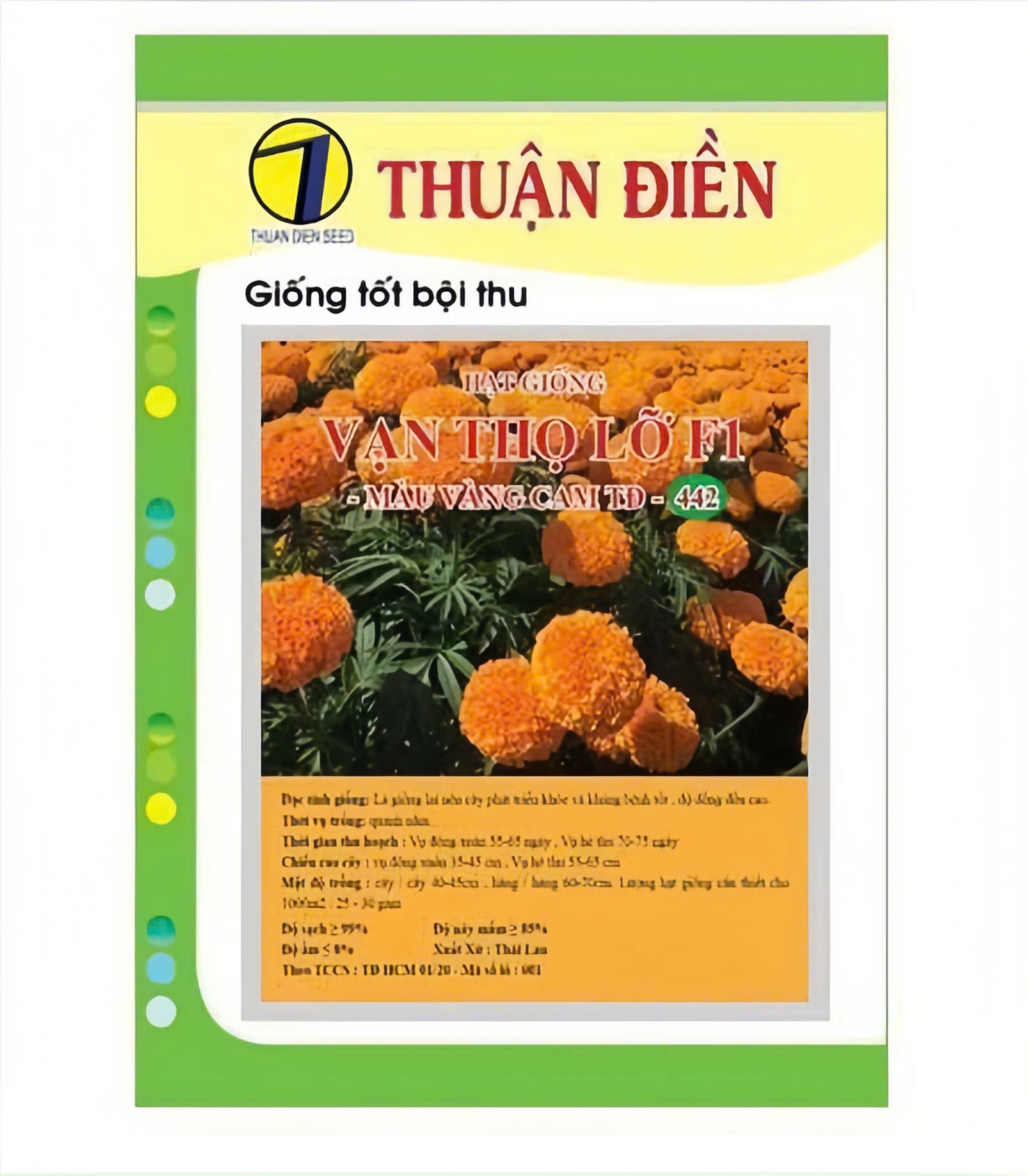 HẠT GIỐNG VẠN THỌ CAO LỠ MÀU VÀNG CAM 442