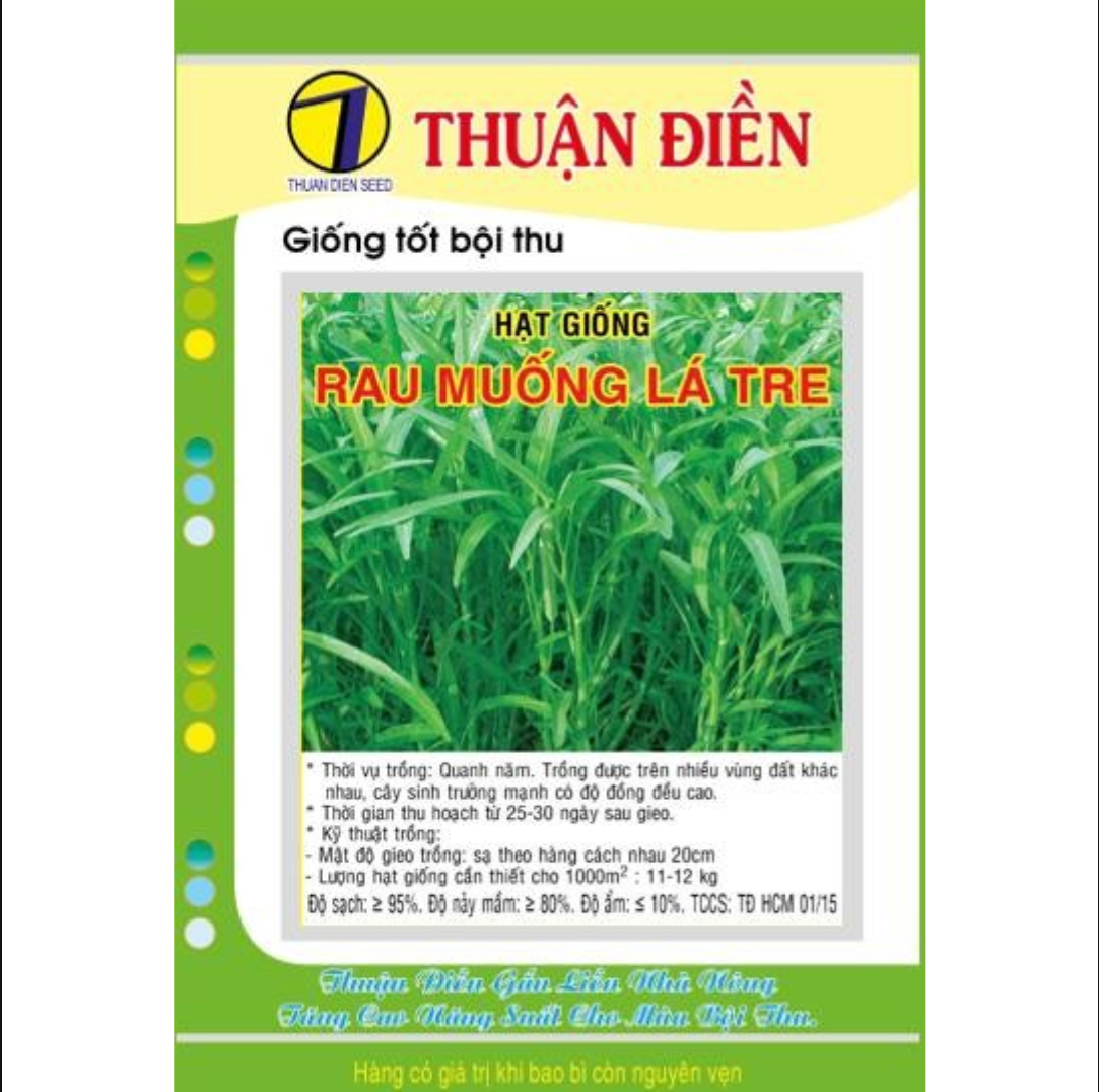HẠT GIỐNG RAU MUỐNG LÁ TRE THUẬN ĐIỀN