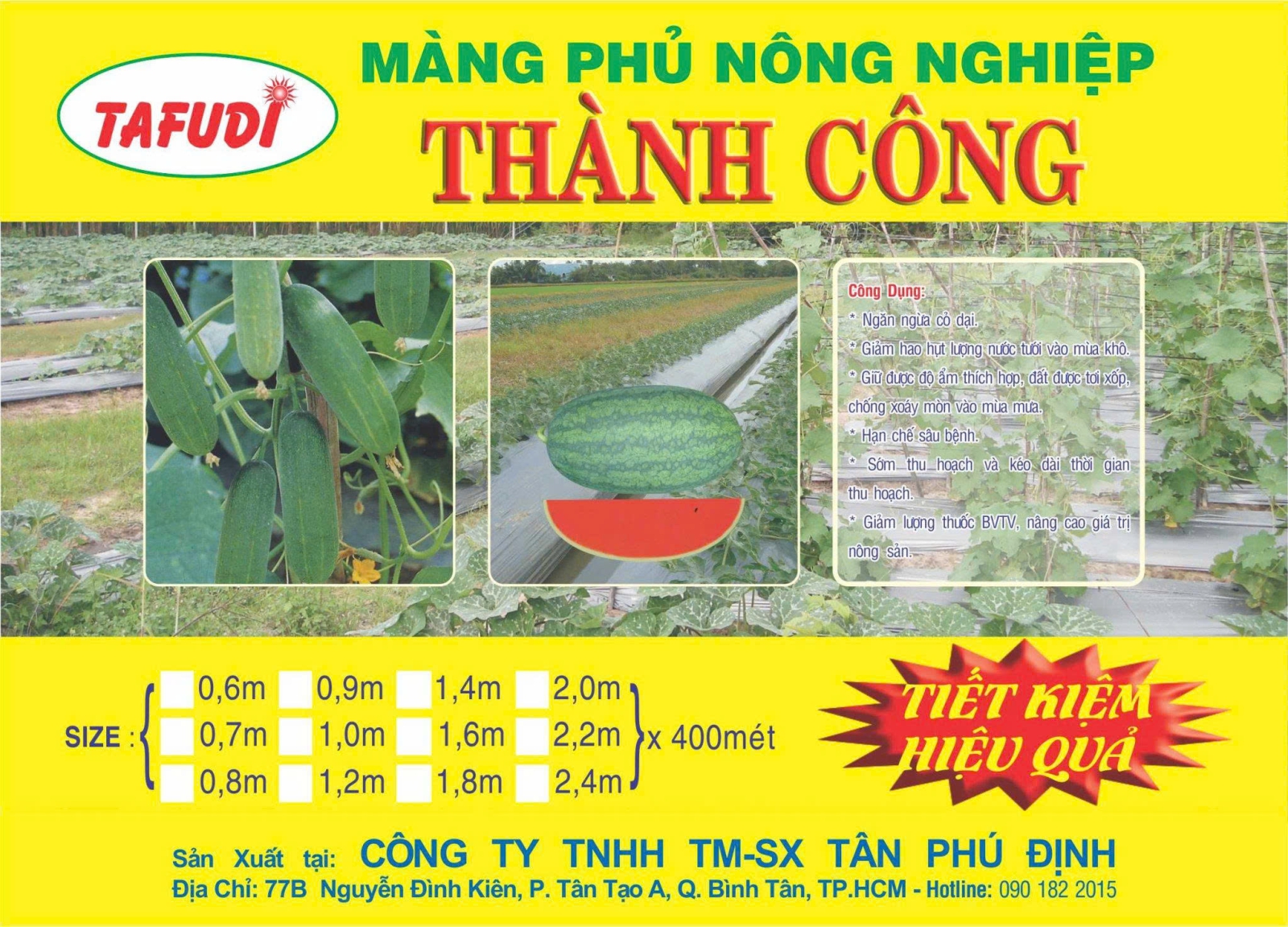 Màng Phủ Nông Nghiệp độ đày 13 micron ( Thành Công )