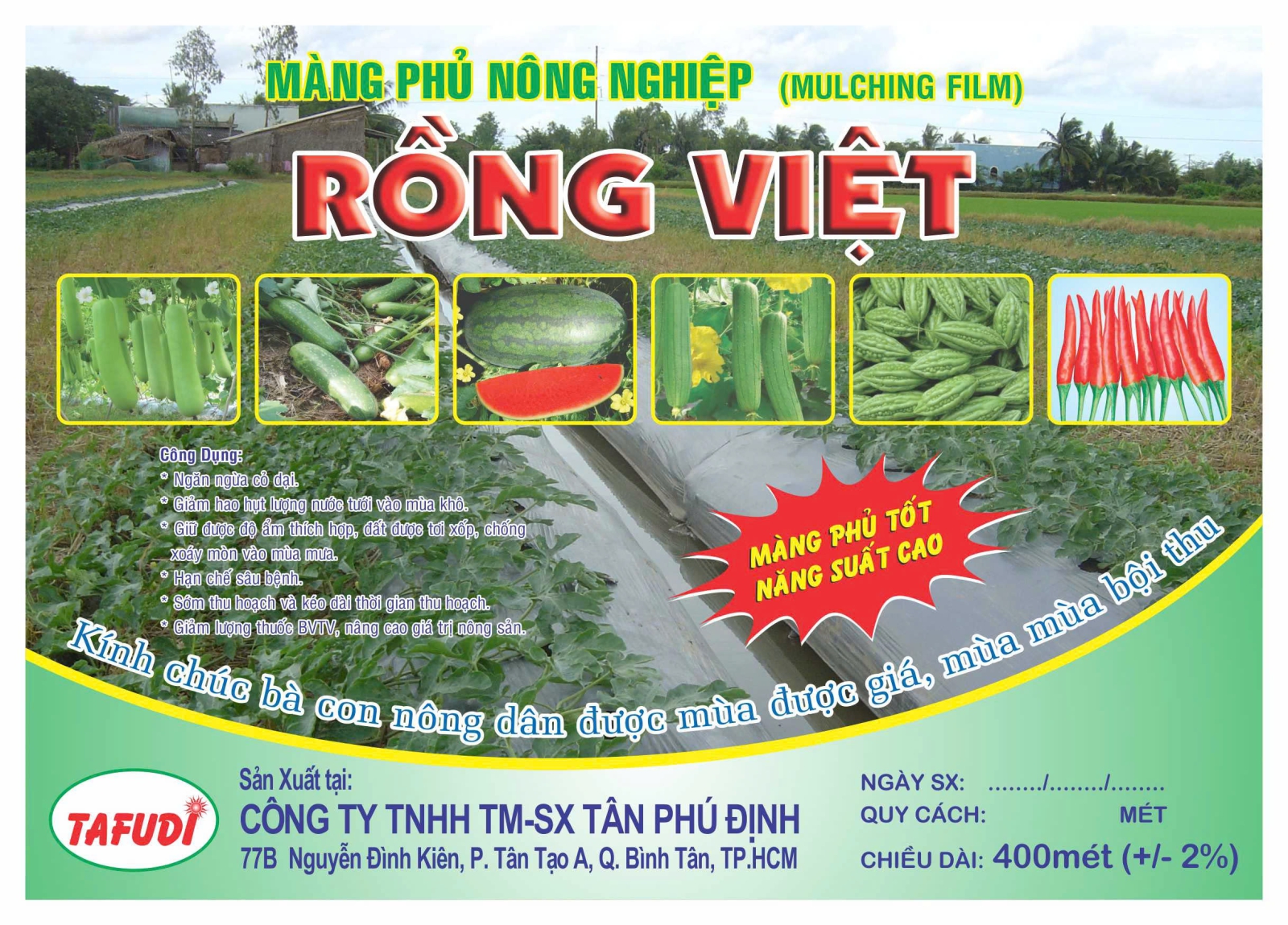 Màng Phủ Nông Nghiệp độ dày 22 micron ( Rồng Việt )
