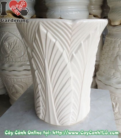 Chậu Trúc Men Trắng Tròn Túm Đáy Mẫu 1 (Cao: 41cm – Ms: 04860)
