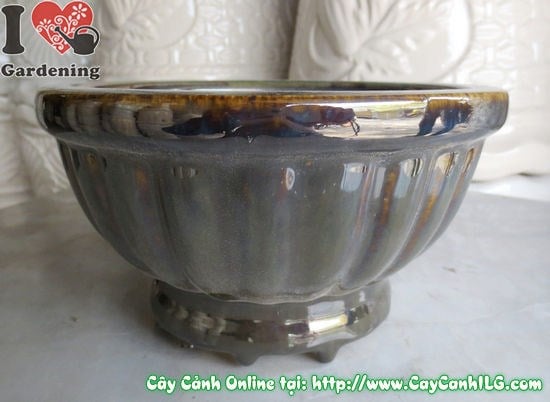 Chậu Men Nâu Đen Tròn Hình Tô (Cao: 14cm – Ms: 04890)