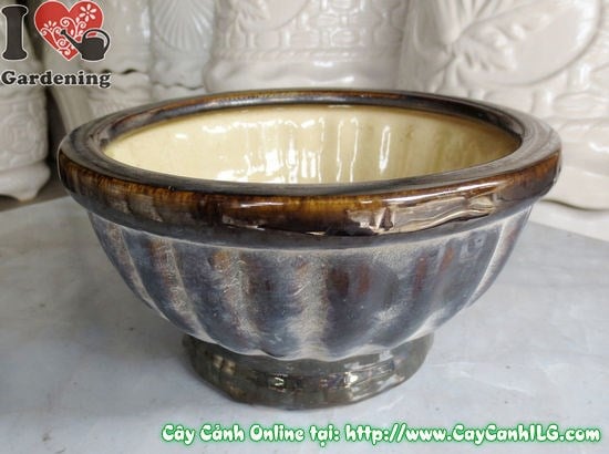 Chậu Men Nâu Đen Tròn Hình Tô (Cao: 10cm – Ms: 04892)