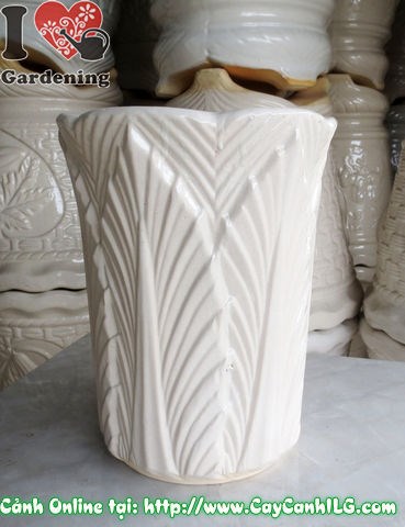 Chậu Trúc Men Trắng Tròn Túm Đáy Mẫu 1 (Cao: 31cm – Ms: 04862)