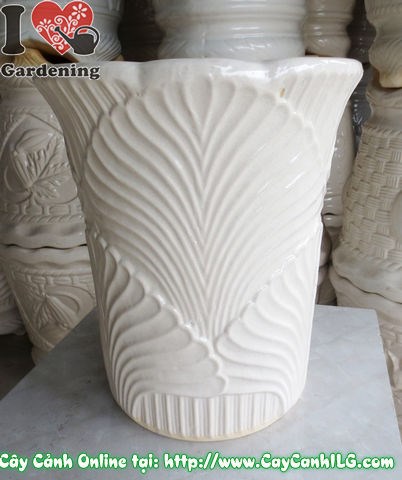 Chậu Trúc Men Trắng Tròn Túm Đáy Mẫu 2 (Cao: 42cm – Ms: 04864)
