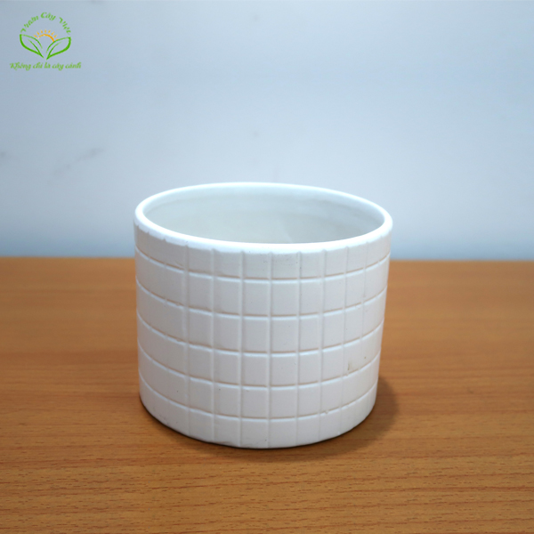 Chậu sứ trụ tròn vân ô vuông – CM008