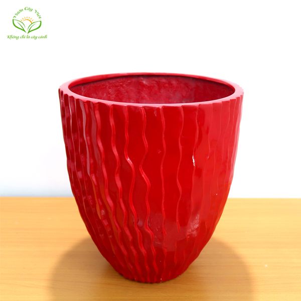 Chậu composite hình trứng vân sóng đứng – CP004