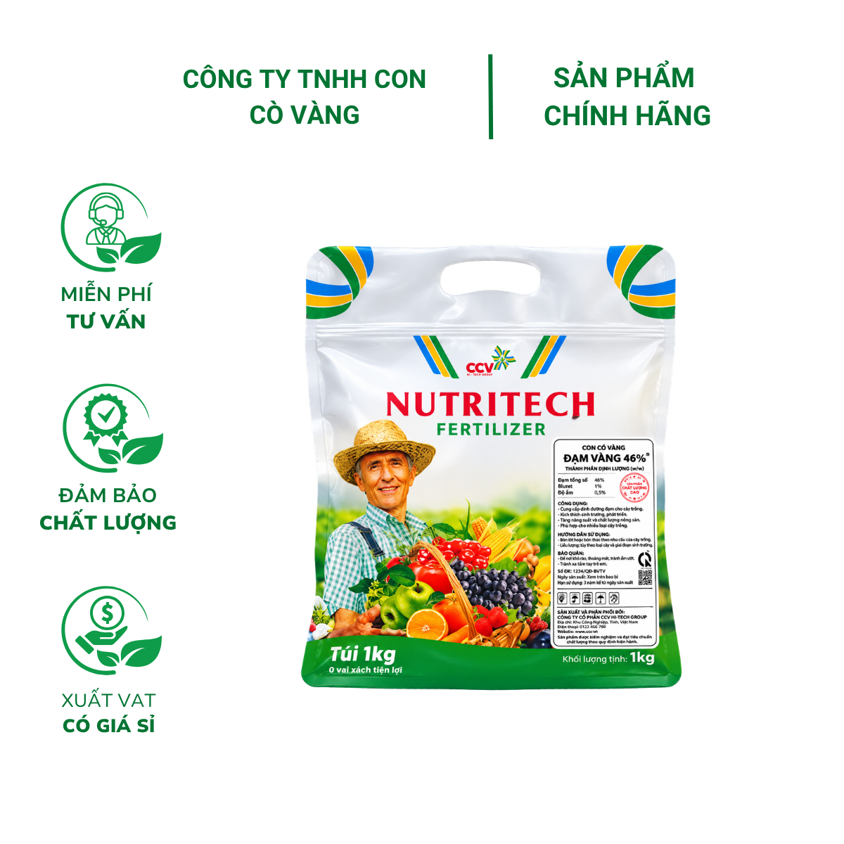 Phân Đạm Urea 46% Con Cò Vàng - Túi 1kg