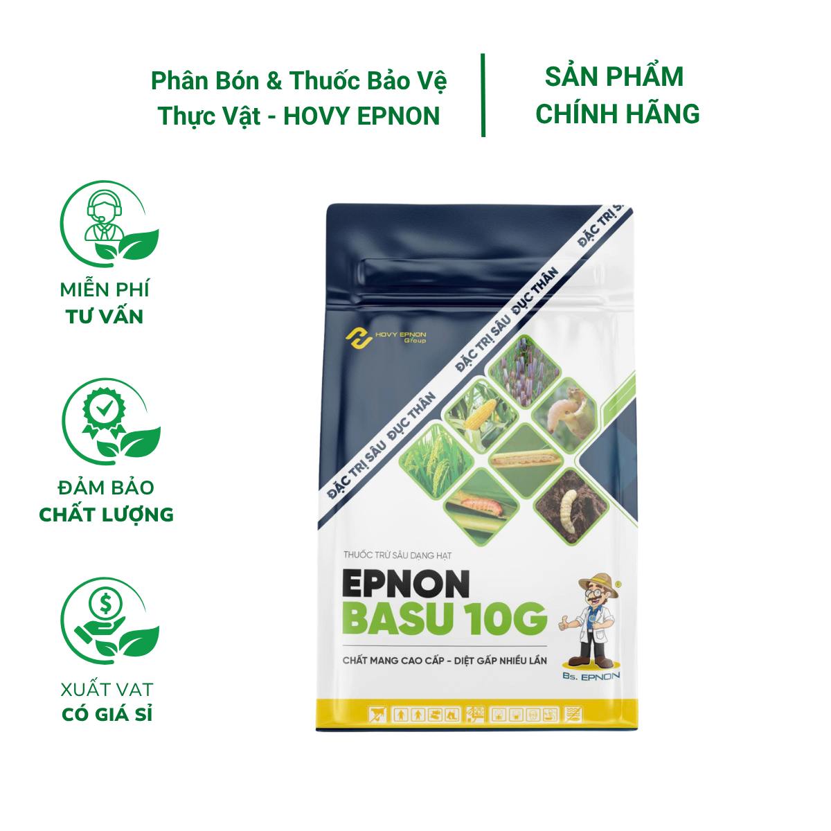 Thuốc Đặc trị sâu đục thân dạng hạt EPNON BASU (Apashuang 10GR) - Túi 1Kg