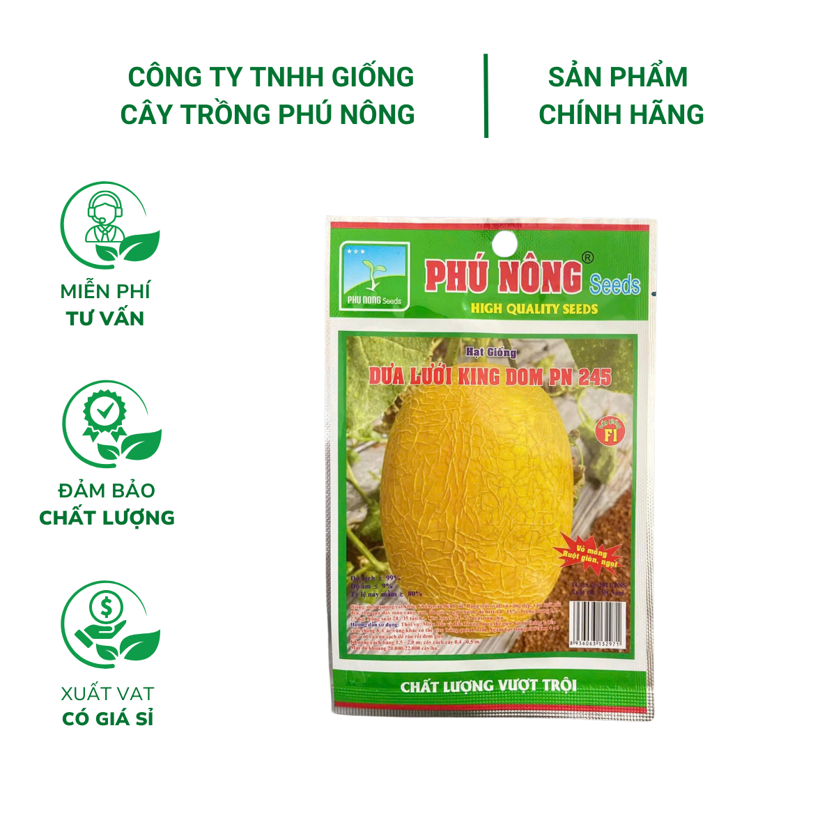 Hạt giống Dưa lưới King Dom PN 245 - Gói 10 hạt