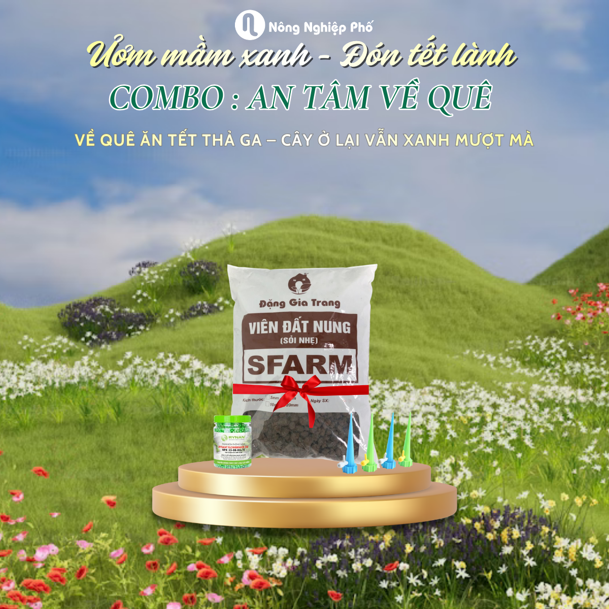 Combo "An Tâm Về Quê" – Tưới nhỏ giọt tự động, Cấp nước & Bón phân