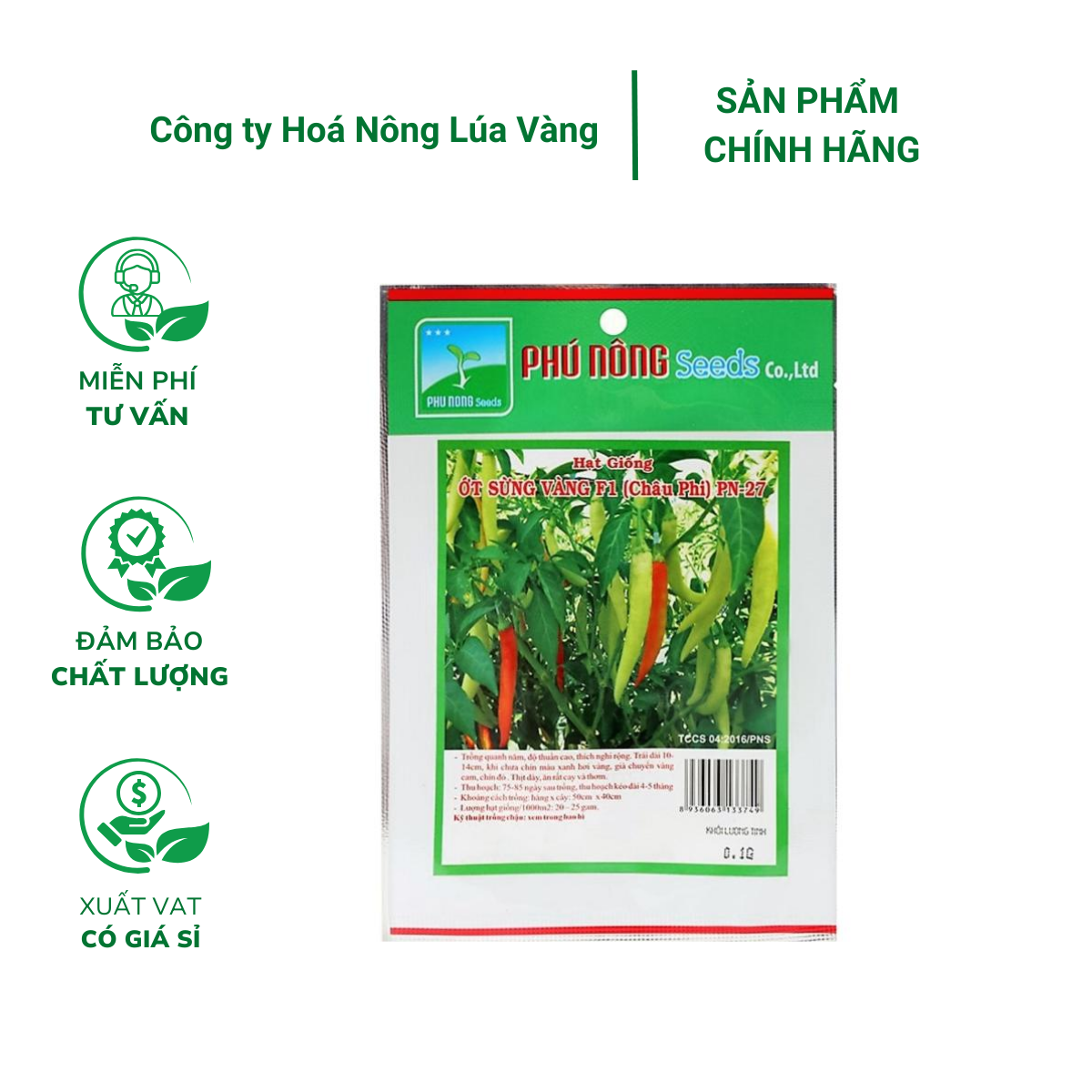 Hạt giống Ớt sừng vàng VA-27 - Gói 5 gram