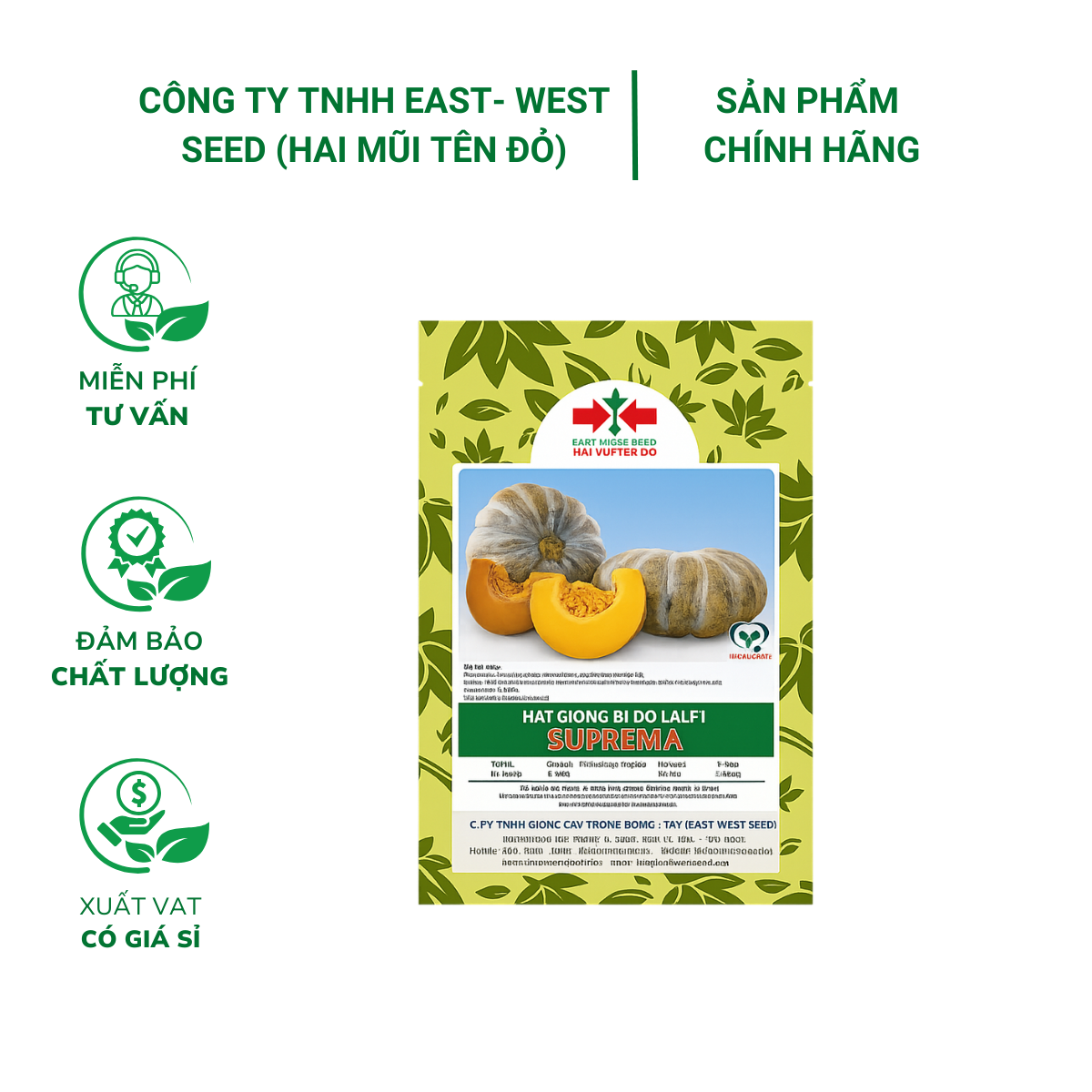 Hạt giống Bí đỏ lai F1 SUPREMA East-West Seed (Hai Mũi Tên Đỏ) - Gói 20 gram