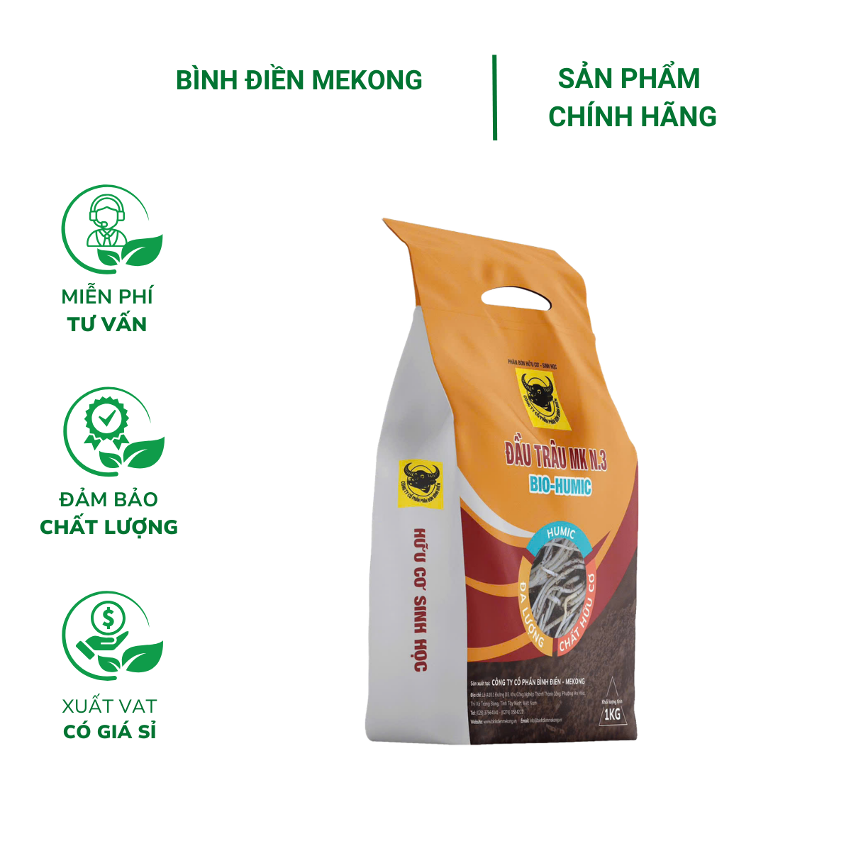 Phân hữu cơ Đầu Trâu MK N.3 BIO-HUMIC - Túi 1kg