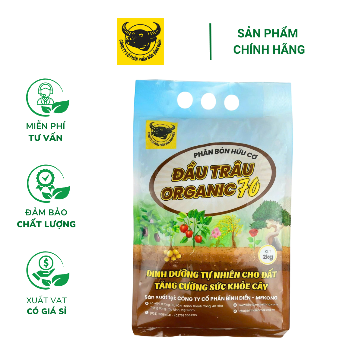 Phân hữu cơ Đầu Trâu ORGANIC 70 - Túi 2kg