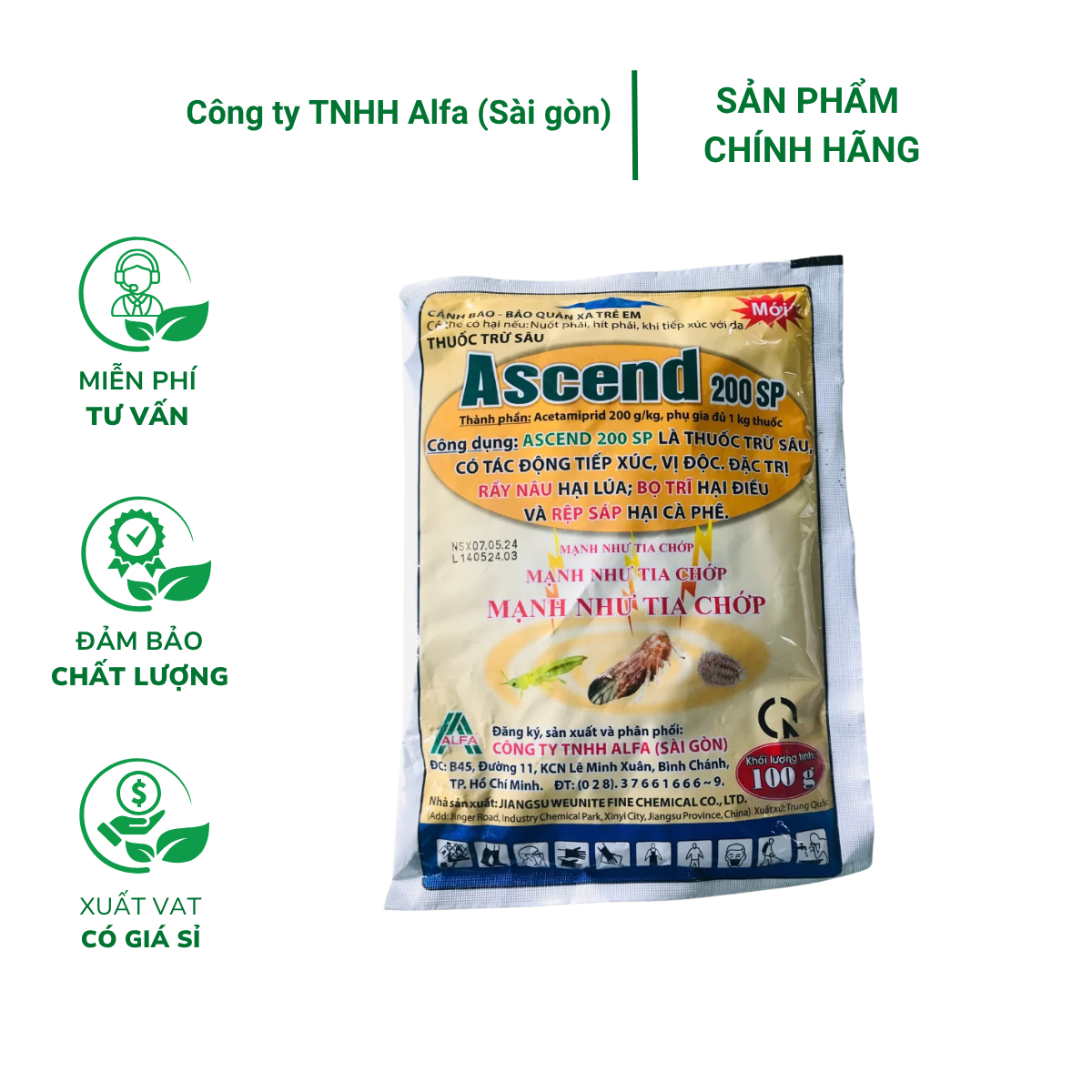 Thuốc đặc trị bọ trĩ, rầy nâu, rệp sáp ASCEND 200SP - Gói 100 gram 2