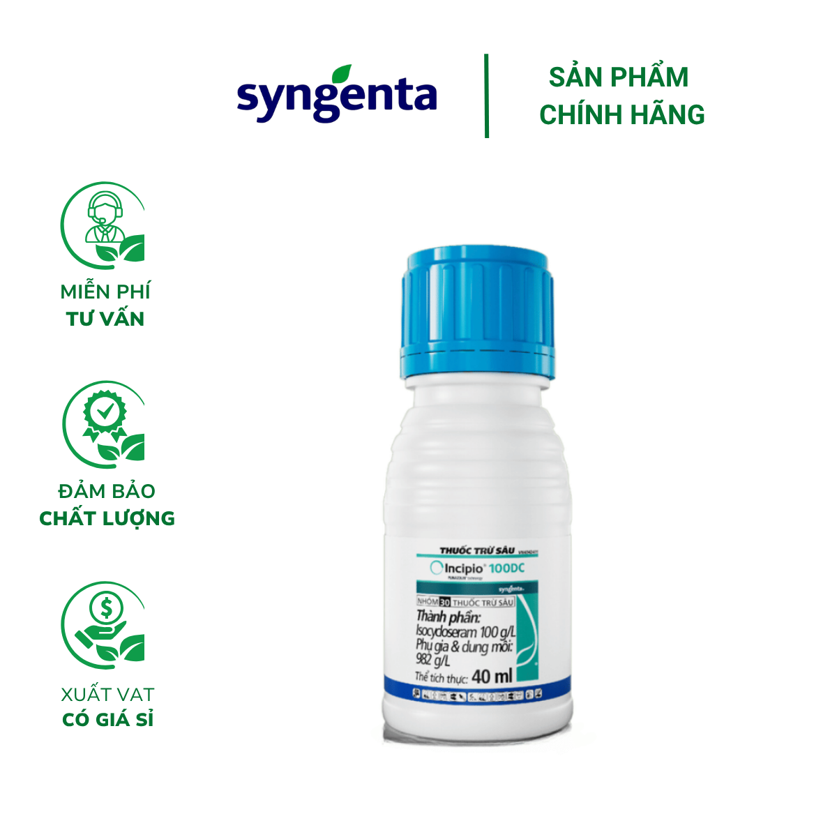 Thuốc trừ sâu INCIPIO 100DC (Chai 40ml) - Diệt chích hút triệt miệng nhai