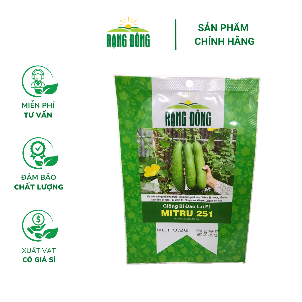 Hạt Giống Bí Đao Lai F1 MITRU 251 - Gói 0,2 Gram