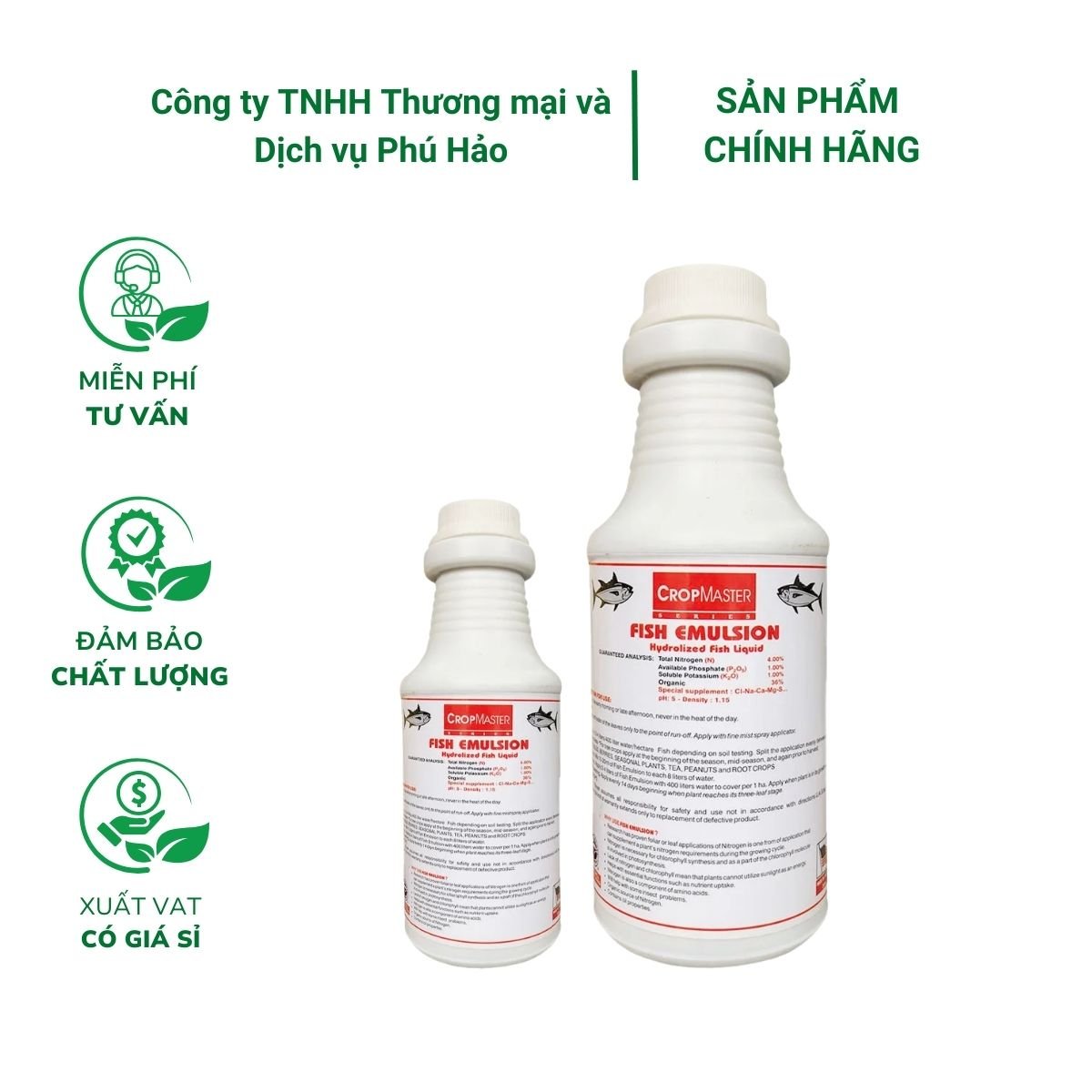 Đạm cá Fish Emulsion (dạng cô đặc) – Tăng sức đề kháng cho cây, cải tạo đất trồng