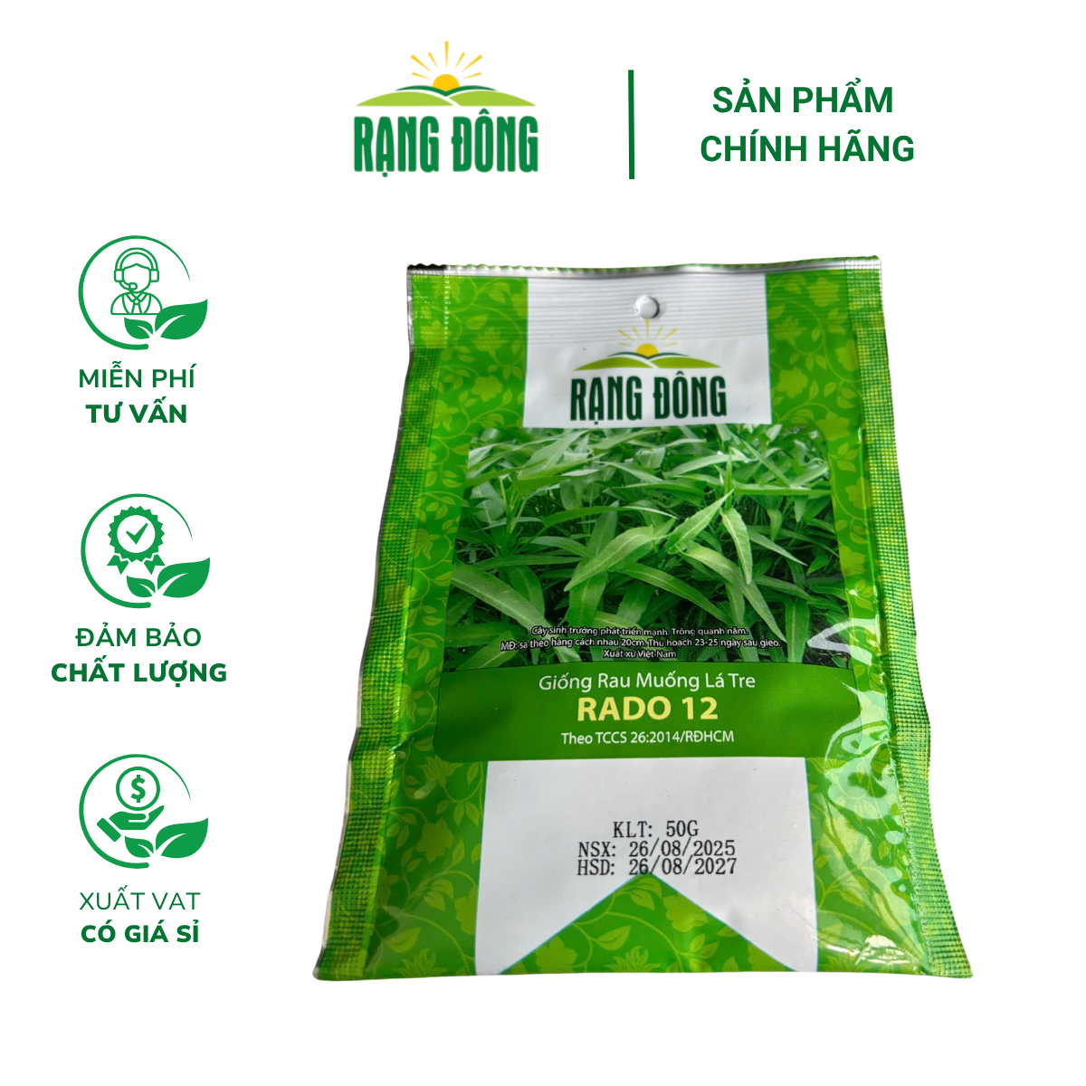 Hạt giống Rau muống lá tre RADO 12