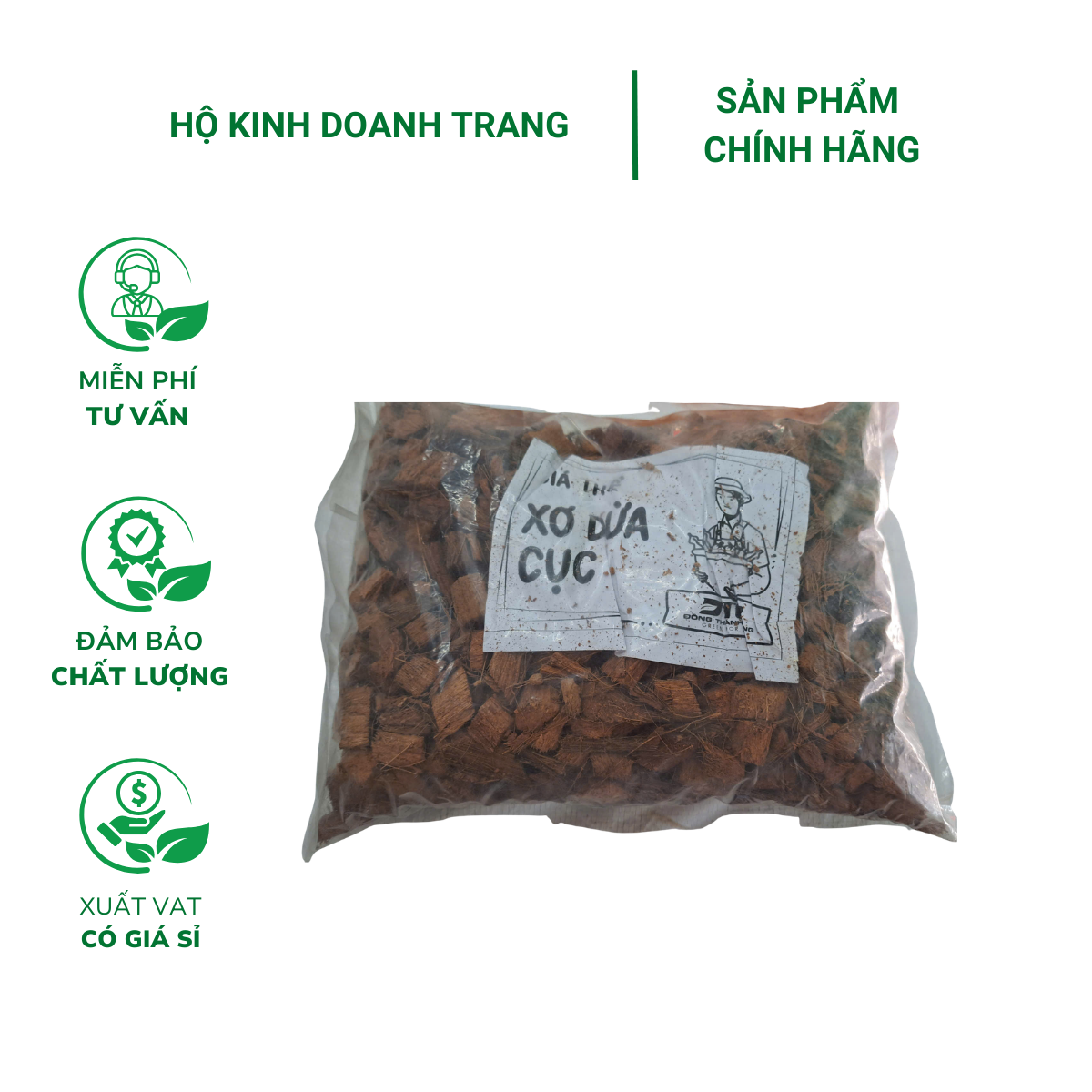 Giá thể vỏ dừa cắt miếng trồng lan - Túi 5dm3